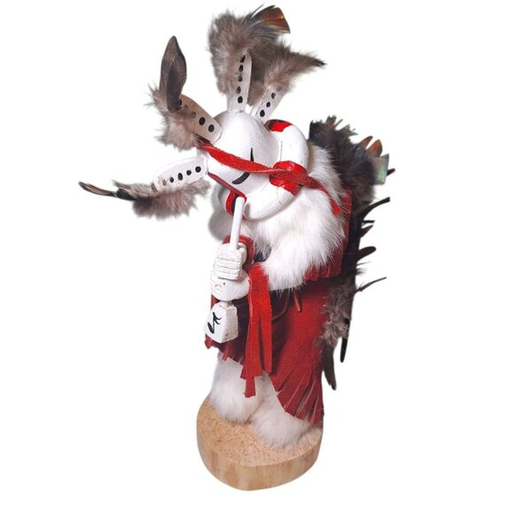 Kachina Doll Kokopelli Freda Charly 125707 Vintage Native Art Feather Fur Music - Picture 12 of 12